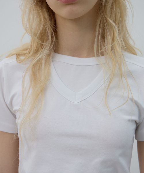LCDC TM(エルシーディーシーティーエム)の「DOUBLE LAYER V-NECK TOP (WHITE)(Tシャツ/カットソー・レディース・その他・MEDIUM/SMALL)」の9枚目の写真