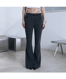 Low-Rise String Bootcut Pants (CHARCOAL)
