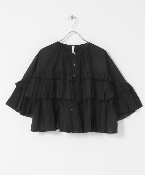 URBAN RESEARCH DOORS（アーバンリサーチドアーズ）の「Cotton Frill Blouse（シャツ/ブラウス・レディース・ブラック・FREE）」の5枚目の写真