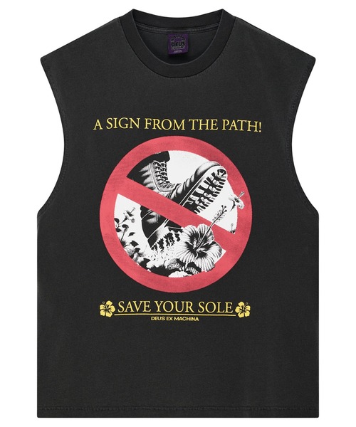 DEUS EX MACHINA(デウスエクスマキナ)の「SAVE YOUR SOLE MUSCLE マッスルノースリーブ ルーズフィット リサイクルコットン素材(タンクトップ・メンズ・ホワイト/ダークグレー・M/L)」の2枚目の写真