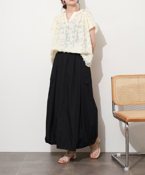 EGLANTINE(エグランティーヌ)の「EGLANTINE バルーンカーゴスカート(スカート・レディース・カーキ/ブラック・38)」の18枚目の写真