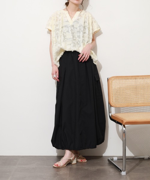EGLANTINE(エグランティーヌ)の「EGLANTINE バルーンカーゴスカート(スカート・レディース・カーキ/ブラック・38)」の19枚目の写真