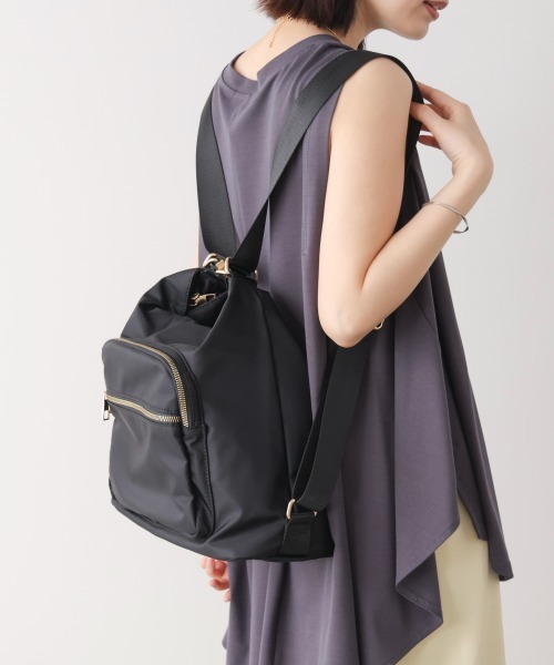 Bou Jeloud（ブージュルード）の「ナイロン２ＷＡＹバッグ（ショルダーバッグ・レディース・グレイッシュベージュ/ブラック・ONESIZE）」の6枚目の写真