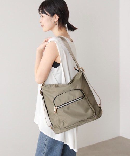 Bou Jeloud（ブージュルード）の「ナイロン２ＷＡＹバッグ（ショルダーバッグ・レディース・グレイッシュベージュ/ブラック・ONESIZE）」の12枚目の写真