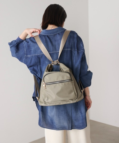 Bou Jeloud（ブージュルード）の「ナイロン２ＷＡＹバッグ（ショルダーバッグ・レディース・グレイッシュベージュ/ブラック・ONESIZE）」の18枚目の写真