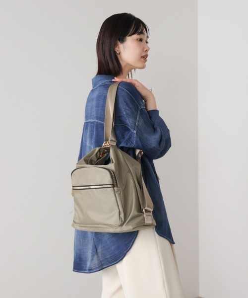 Bou Jeloud（ブージュルード）の「ナイロン２ＷＡＹバッグ（ショルダーバッグ・レディース・グレイッシュベージュ/ブラック・ONESIZE）」の19枚目の写真