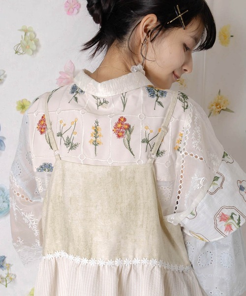 ScoLar（スカラー）の「162617：ストライプorチェック パンダ刺繍キャミワンピース（ワンピース・レディース・ブラック/アイボリー・M）」の12枚目の写真