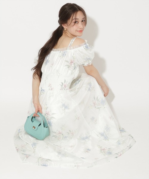 WILLSELECTION（ウィルセレクション）の「フラワーメッシュオフショルワンピース（ワンピース・レディース・ネイビー/ピンク/ホワイト/サックスブルー・FREE）」の9枚目の写真