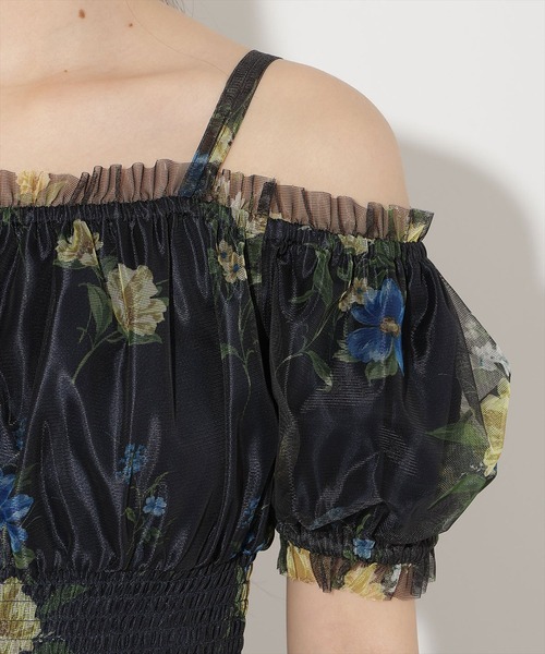 WILLSELECTION（ウィルセレクション）の「フラワーメッシュオフショルワンピース（ワンピース・レディース・ネイビー/ピンク/ホワイト/サックスブルー・FREE）」の13枚目の写真
