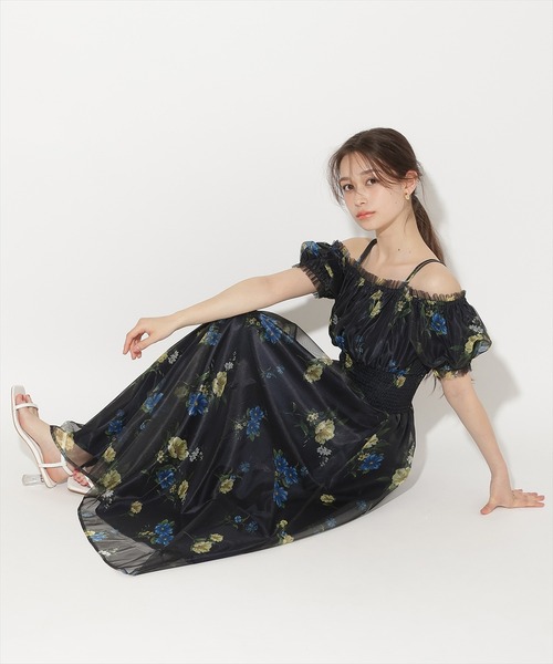 WILLSELECTION（ウィルセレクション）の「フラワーメッシュオフショルワンピース（ワンピース・レディース・ネイビー/ピンク/ホワイト/サックスブルー・FREE）」の16枚目の写真