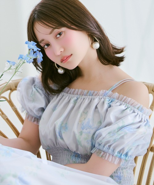 WILLSELECTION（ウィルセレクション）の「フラワーメッシュオフショルワンピース（ワンピース・レディース・ネイビー/ピンク/ホワイト/サックスブルー・FREE）」の17枚目の写真