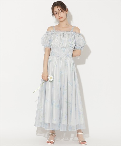 WILLSELECTION（ウィルセレクション）の「フラワーメッシュオフショルワンピース（ワンピース・レディース・ネイビー/ピンク/ホワイト/サックスブルー・FREE）」の19枚目の写真