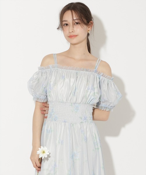 WILLSELECTION（ウィルセレクション）の「フラワーメッシュオフショルワンピース（ワンピース・レディース・ネイビー/ピンク/ホワイト/サックスブルー・FREE）」の22枚目の写真