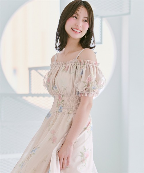 WILLSELECTION（ウィルセレクション）の「フラワーメッシュオフショルワンピース（ワンピース・レディース・ネイビー/ピンク/ホワイト/サックスブルー・FREE）」の8枚目の写真