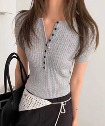 Henley cable knit tops