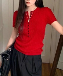 Henley cable knit tops