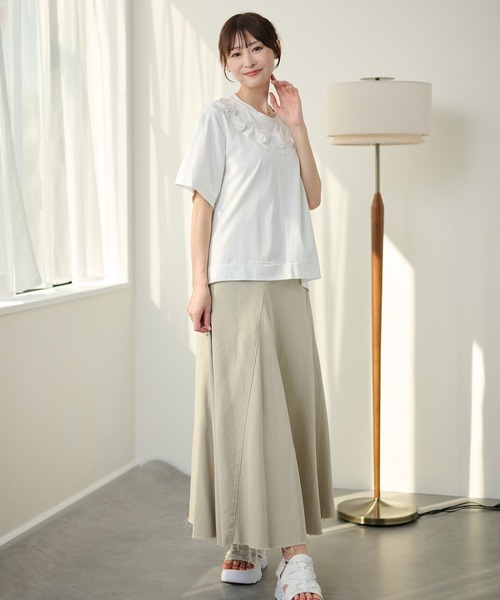 DAYRA(デイラ)の「DAYRA フラワー レース 半袖 カットソー トップス(Tシャツ/カットソー・レディース・ホワイト/ブラック・FREE)」の3枚目の写真