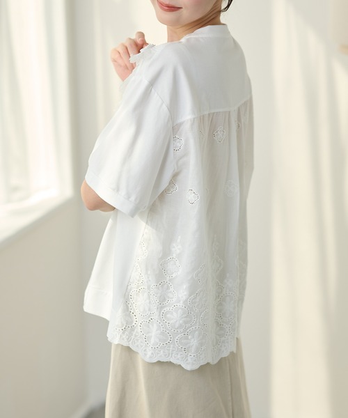 DAYRA(デイラ)の「DAYRA フラワー レース 半袖 カットソー トップス(Tシャツ/カットソー・レディース・ホワイト/ブラック・FREE)」の6枚目の写真