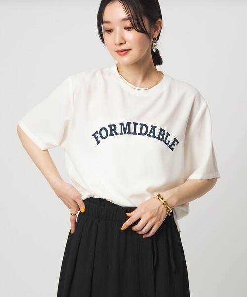 green label relaxing(グリーンレーベルリラクシング)の「【WEB限定】<at ease>ジョーゼット プリント カットソー 吸水速乾(Tシャツ/カットソー・レディース・ブラック/ホワイト/ベージュ/ケリーグリーン・FREE)」の2枚目の写真