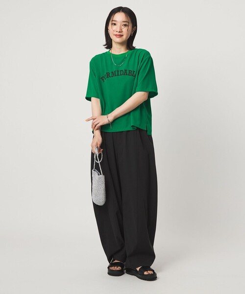 green label relaxing(グリーンレーベルリラクシング)の「【WEB限定】<at ease>ジョーゼット プリント カットソー 吸水速乾(Tシャツ/カットソー・レディース・ブラック/ホワイト/ベージュ/ケリーグリーン・FREE)」の14枚目の写真