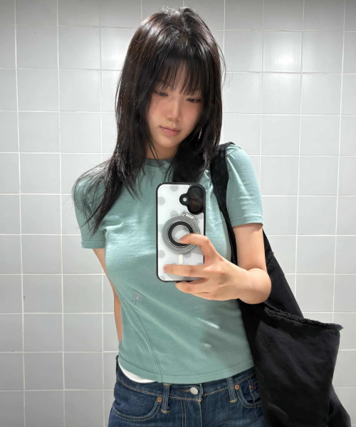 DANDEL(ダンデル)の「DD asym side rib tee (DUSTY MINT)(Tシャツ/カットソー・レディース・その他・1/2)」の1枚目の写真