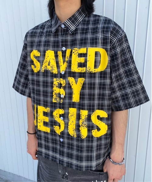 Evo+Revo(エボレボ)の「”存在感抜群” SAVEDグラフィック/クロップドチェックシャツ(シャツ/ブラウス・メンズ・レッド/ブラウン/ブラック・L/M)」の6枚目の写真