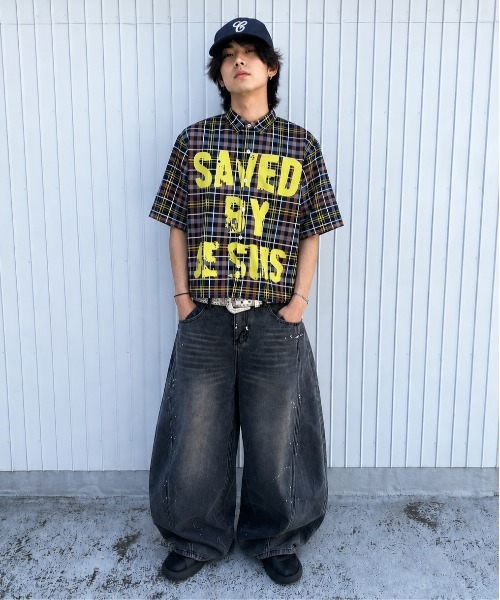Evo+Revo(エボレボ)の「”存在感抜群” SAVEDグラフィック/クロップドチェックシャツ(シャツ/ブラウス・メンズ・レッド/ブラウン/ブラック・L/M)」の8枚目の写真