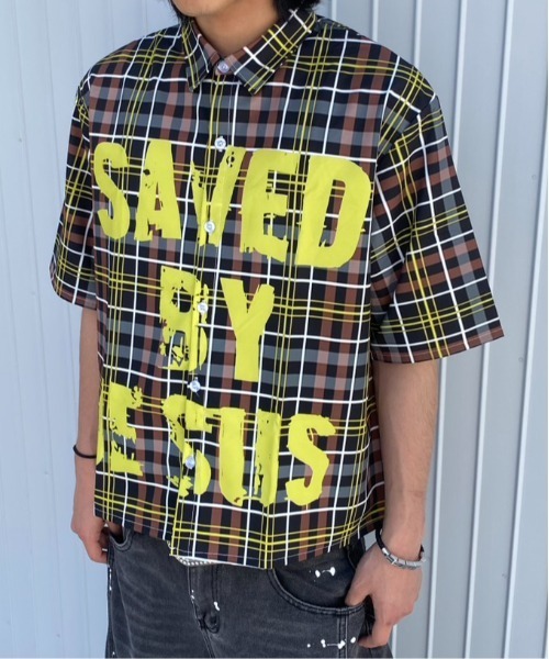 Evo+Revo(エボレボ)の「”存在感抜群” SAVEDグラフィック/クロップドチェックシャツ(シャツ/ブラウス・メンズ・レッド/ブラウン/ブラック・L/M)」の10枚目の写真