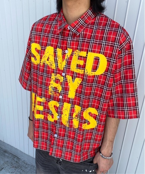 Evo+Revo(エボレボ)の「”存在感抜群” SAVEDグラフィック/クロップドチェックシャツ(シャツ/ブラウス・メンズ・レッド/ブラウン/ブラック・L/M)」の14枚目の写真