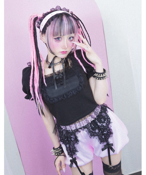 AVENCHUMU（アバンチュウム）の「Race garter balloon short pants（その他パンツ・レディース・ブラック×ピンク/ブラック/ホワイト×ピンク・FREE）」の8枚目の写真
