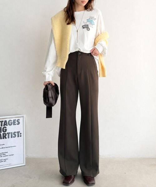 classicalelf（クラシカルエルフ）の「虜になるストレッチが、どんな動きにも心地よくフィット。ジョーゼットフレアスラックスパンツ（スラックス・レディース・チャコール/ブラック/ブラウン・SMALL/MEDIUM/X-LARGE/LARGE）」の11枚目の写真