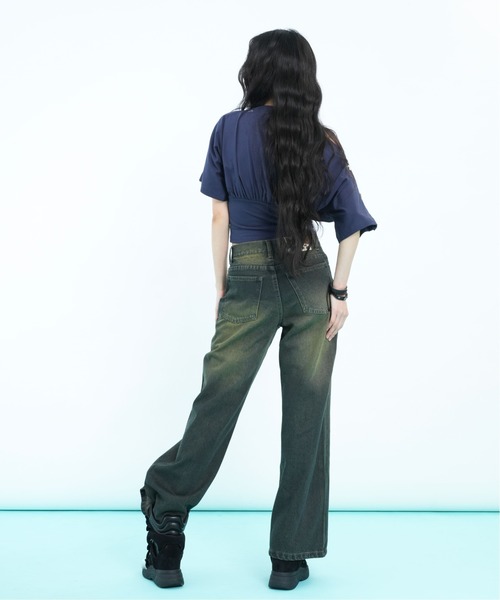 sedacle girl(セダクルガール)の「ボタンドレープトップス(Tシャツ/カットソー・レディース・ネイビー/ライトグリーン・SMALL/MEDIUM)」の7枚目の写真