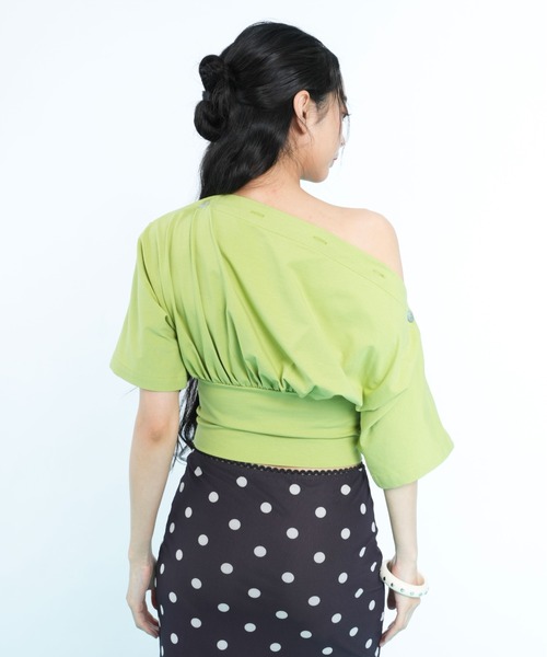 sedacle girl(セダクルガール)の「ボタンドレープトップス(Tシャツ/カットソー・レディース・ネイビー/ライトグリーン・SMALL/MEDIUM)」の12枚目の写真