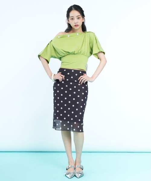 sedacle girl(セダクルガール)の「ボタンドレープトップス(Tシャツ/カットソー・レディース・ネイビー/ライトグリーン・SMALL/MEDIUM)」の15枚目の写真