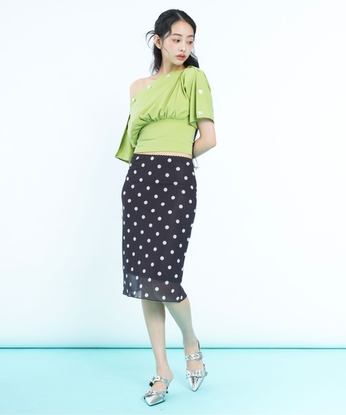 sedacle girl(セダクルガール)の「ボタンドレープトップス(Tシャツ/カットソー・レディース・ネイビー/ライトグリーン・SMALL/MEDIUM)」の16枚目の写真