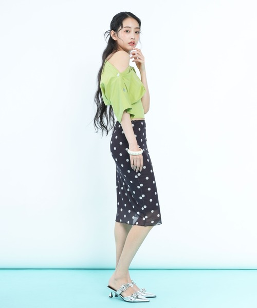 sedacle girl(セダクルガール)の「ボタンドレープトップス(Tシャツ/カットソー・レディース・ネイビー/ライトグリーン・SMALL/MEDIUM)」の17枚目の写真