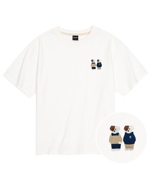 クールコットンオーバーサイズミニミフレンズブロドッグ刺繍半袖Tシャツ