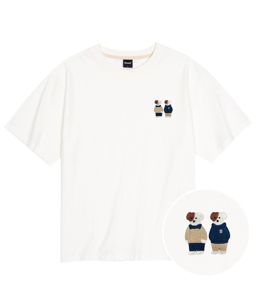 OKSTAR(オクスター)の「クールコットンオーバーサイズミニミフレンズブロドッグ刺繍半袖Tシャツ(Tシャツ/カットソー・レディース・ダークグリーン/ホワイト/クリーム/ブラック・SMALL/MEDIUM/LARGE/X-LARGE/XX-LARGE)」の2枚目の写真