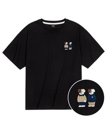 クールコットンオーバーサイズミニミフレンズブロドッグ刺繍半袖Tシャツ