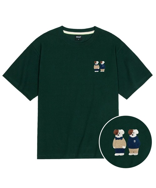 OKSTAR(オクスター)の「クールコットンオーバーサイズミニミフレンズブロドッグ刺繍半袖Tシャツ(Tシャツ/カットソー・レディース・ダークグリーン/ホワイト/クリーム/ブラック・SMALL/MEDIUM/LARGE/X-LARGE/XX-LARGE)」の4枚目の写真
