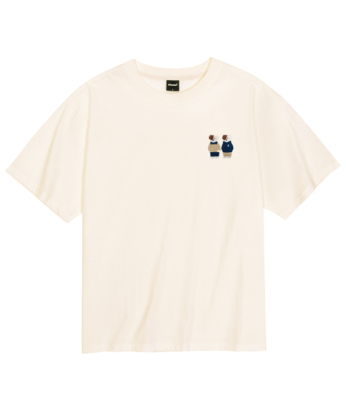 OKSTAR(オクスター)の「クールコットンオーバーサイズミニミフレンズブロドッグ刺繍半袖Tシャツ(Tシャツ/カットソー・レディース・ダークグリーン/ホワイト/クリーム/ブラック・SMALL/MEDIUM/LARGE/X-LARGE/XX-LARGE)」の8枚目の写真