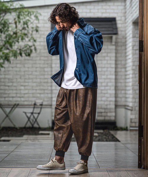 CAMBIO(カンビオ)の「mp15151- Vintage Finish Faux Leather Tuck Baloon Pants タックバルーンパンツ(MIU-262-012)(その他パンツ・メンズ・ブラウン/ブラック・M/S/L)」の13枚目の写真