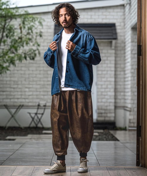 CAMBIO(カンビオ)の「mp15151- Vintage Finish Faux Leather Tuck Baloon Pants タックバルーンパンツ(MIU-262-012)(その他パンツ・メンズ・ブラウン/ブラック・M/S/L)」の14枚目の写真