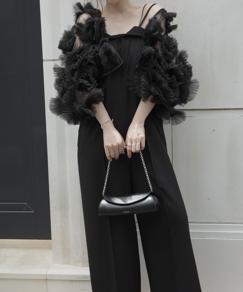 WILLFULLY(ウィルフリー)の「motif tulle sheer bolero tops(カーディガン/ボレロ・レディース・ピンク/ナチュラル/ブラック・FREE)」の2枚目の写真