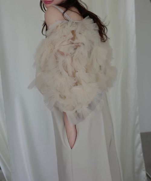 WILLFULLY(ウィルフリー)の「motif tulle sheer bolero tops(カーディガン/ボレロ・レディース・ピンク/ナチュラル/ブラック・FREE)」の11枚目の写真