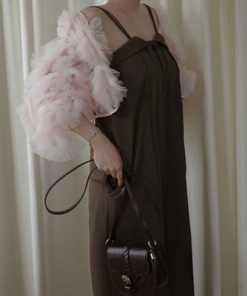 WILLFULLY(ウィルフリー)の「motif tulle sheer bolero tops(カーディガン/ボレロ・レディース・ピンク/ナチュラル/ブラック・FREE)」の4枚目の写真