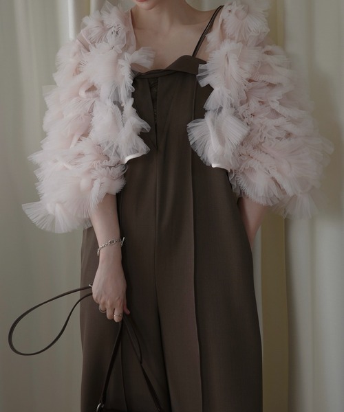 WILLFULLY(ウィルフリー)の「motif tulle sheer bolero tops(カーディガン/ボレロ・レディース・ピンク/ナチュラル/ブラック・FREE)」の7枚目の写真