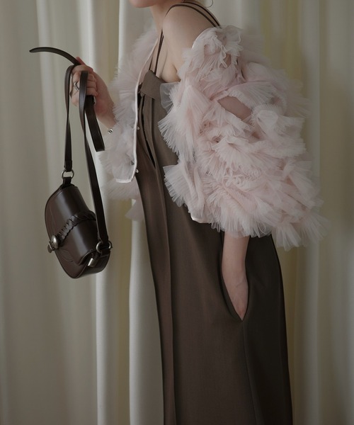 WILLFULLY(ウィルフリー)の「motif tulle sheer bolero tops(カーディガン/ボレロ・レディース・ピンク/ナチュラル/ブラック・FREE)」の9枚目の写真