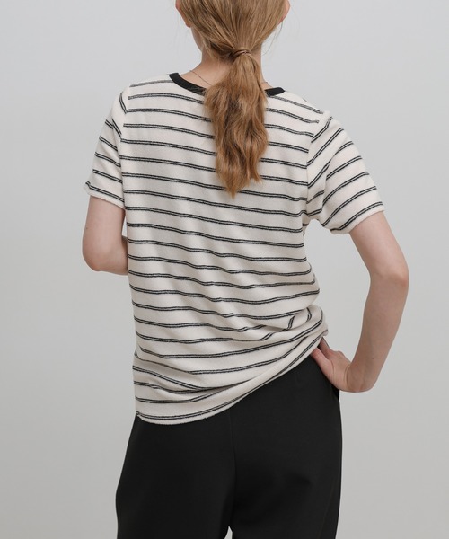 select MOCA(セレクトモカ)の「【S/Mサイズ展開】パイルボーダーTシャツ(Tシャツ/カットソー・レディース・チャコールグレー/ライトグレー/アイボリー・MEDIUM/SMALL)」の21枚目の写真