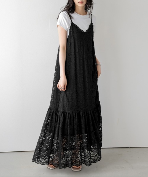 AMELY(エミリー)の「総レースキャミソールワンピース(ワンピース・レディース・ホワイト/ブラック・フリー)」の2枚目の写真